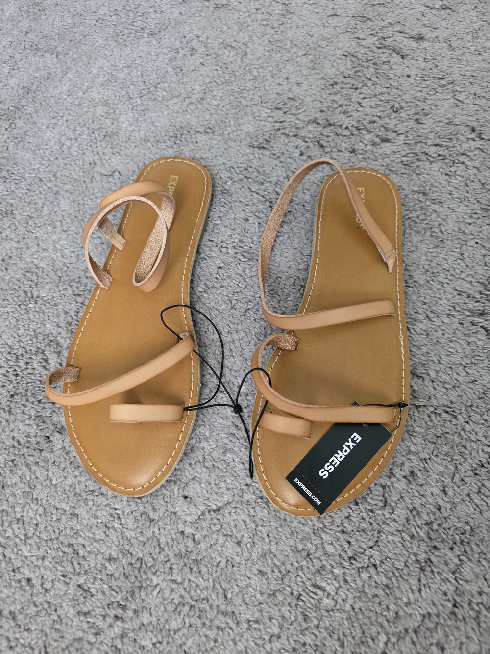 NWT Express Women’s Tan Strappy Flat Sandals